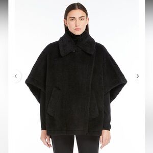 Maxmara teddy fabric short black cloak
